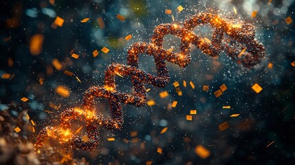 Poster - digital files entering a futuristic dna helix biological data storage concept