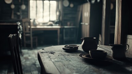 Poster - Rustic Kitchen Table Setting With Earthenware