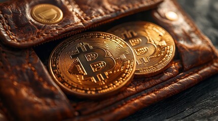 Poster - digital wallet with floating cryptocurrency coins symbolizing modern business capital