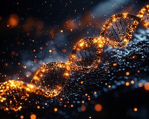 Poster - glowing dna strand representing gigabytes of digital data on minimalist background