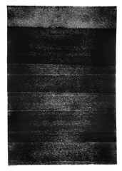 Poster - Linocut, relief printing rectangle striped grainy texture. Black and white artistic linocutting text background with rough edge. Dirty, grungy paint roller stains, wide textured lino ink remains.
