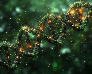 Poster - digital dna helix blending with futuristic circuit board symbolizing tech and biology fusion