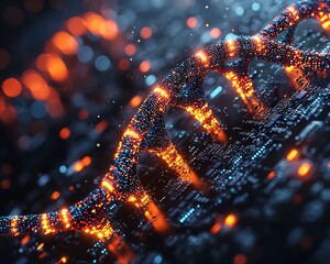 Poster - digital circuit and dna helix fusion symbolizing the convergence of biology and technology