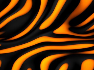 Wall Mural - A black and orange abstract background with wavy lines