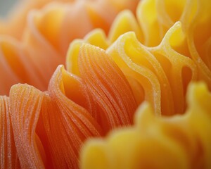 Poster - Close-up View of Vibrantly Colored Textured Patterns in Soft Orange and Yellow Tones, Highlighting Intricate Details of Nature's Beauty and Design Elements