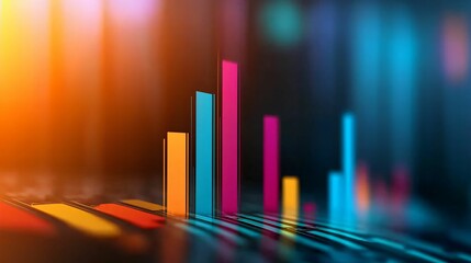 Poster - A vibrant, modern bar chart displaying various colorful vertical bars against a blurred background, symbolizing data analysis and visualization.