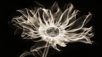 Poster - Ethereal Flower Design with Fluid Lines and Soft Glow Ideal for Artistic Backgrounds and Abstract Imagery Emphasizing Nature Beauty and Harmony