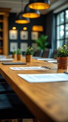 Poster - Boardroom Table with Liability Insurance Documents and Blank Workspace