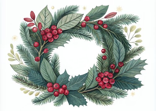 christmas wreath with holly berries Arrangement of Christmas themed emoji