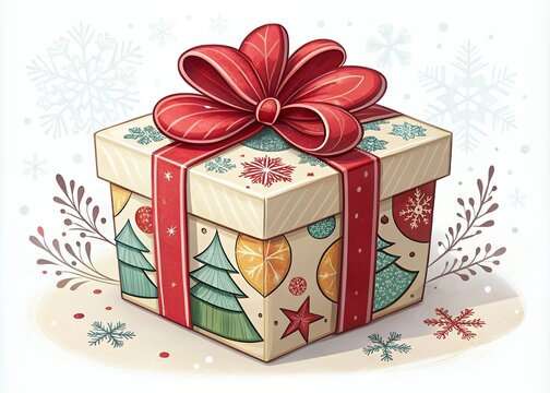 gift box with red ribbon Arrangement of Christmas themed emoji