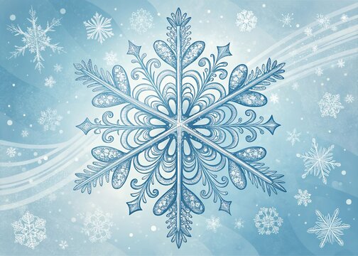 snowflakes on a blue background Arrangement of Christmas themed emoji