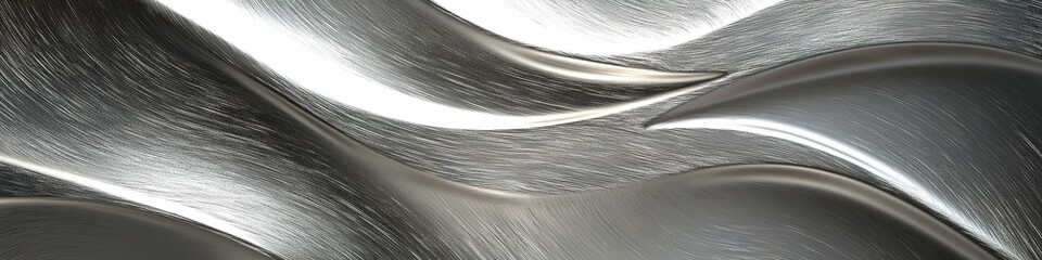 Wall Mural - sleek silver waves with smooth light reflections.