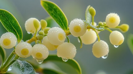 Aufkleber - Dewdrops Adorn Pale Berries On Green Stems