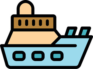 Poster - cargo ship sailing on calm water, featuring clear sky and simple design