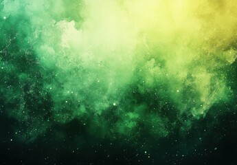 Poster - Ethereal Green and Yellow Abstract Background with Soft Cloud-Like Texture, Featuring Subtle Glittering Stars and a Dreamy Atmosphere for Creative Designs