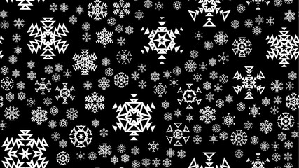 Poster - Christmas background or card with geometric snowflakes falling for invitation or xmas holiday greetings