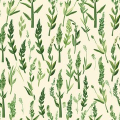 Poster - Seamless Minimal Asparagus Pattern for Fabric Design, Featuring Delicate Greenery and Leafy Elements Suitable for Various Textile Applications