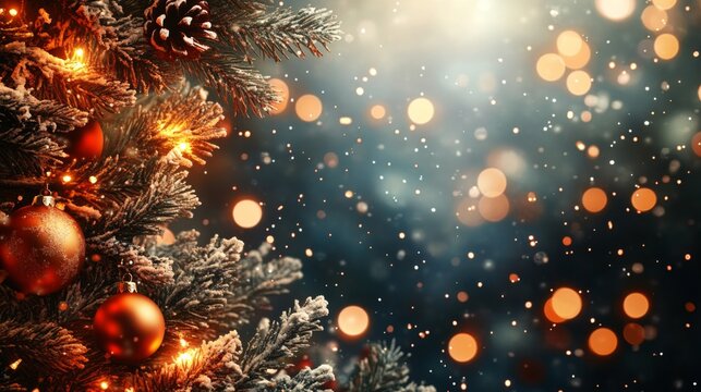 Sparkling Christmas Tree with Festive Lights and Ornaments