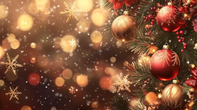 Christmas Tree with Red and Gold Ornaments