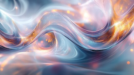 Wall Mural - abstract swirls in shimmering blue and orange tones