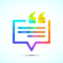 Aufkleber - Testimonial icon, Quote icon, Quotation mark sign low poly style