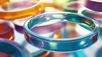 Aufkleber - Colorful Glass Rings Abstract Background Design