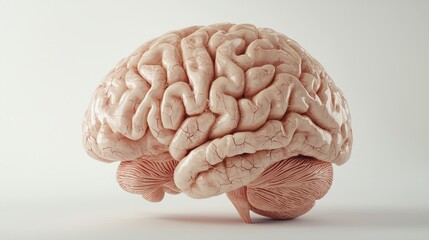 Poster - A realistic depiction of a human brain highlighting its intricate folds and structures against a neutral background.