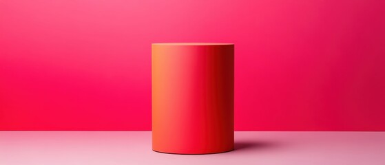Poster - Minimalist red cylinder against a vibrant pink background for design projects.