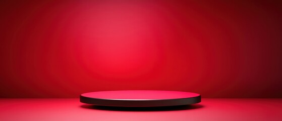 Poster - A circular platform bathed in red light, perfect for showcasing products or art.