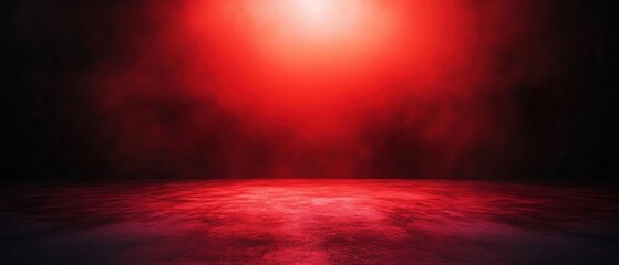 Poster - A dramatic red spotlight in an empty space, perfect for creative backgrounds.