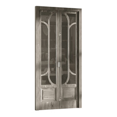 Wall Mural - A wooden door with a glass panel in the middle