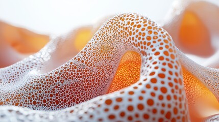 Poster - A close-up image of textured, bubbly surfaces with an intricate pattern of orange and white, resembling organic forms or abstract art.