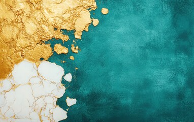 Poster - Elegant abstract design featuring turquoise and gold textures for creative projects.