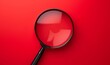 © Rising Monk - Magnifier magnifying exclamation mark on red background. Alert and precaution concept. Caution and risk management security signal announcement hazard, Generative AI