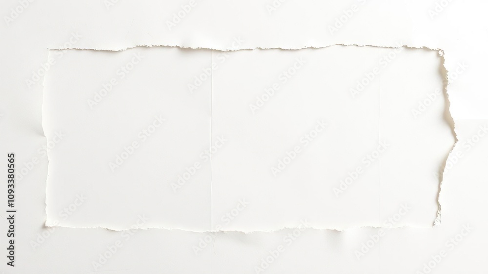 Distressed paper with a ragged hole in a torn edge, paper creases ...