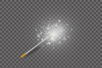 Poster - Magic wand with golden swirl and sparkles isolated on transparent background. The magic scepter with stardust trail.