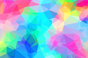 Poster - Abstract pastel colorful 2d polygonal background. Minimalistic geometric triangle mosaic pattern with rainbow colors. Fit for banner or card design. Vector illustration