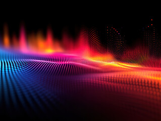 Poster - Abstract image with bright neon colors smoothly transitioning from blue to orange, pink and purple. 