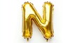 © NFTNexus - Golden inflatable letter N balloon in glossy foil, perfect for party decorations, showcasing a vibrant gold hue against a clean white background.