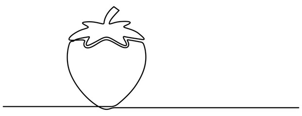 Poster - Single continuous line drawing of organic strawberry for fruit icon fresh berries fruitage concept, Vector illustration with continuous line drawing Strawberries, Single continuous line drawing 