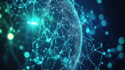 Poster - Abstract Global Network Connections Digital Sphere