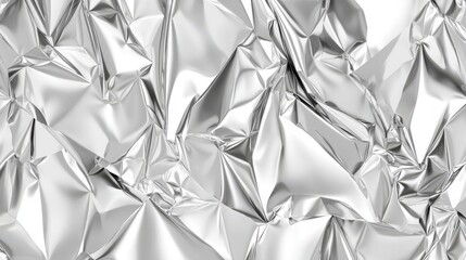 Poster - Close-up of crumpled shiny metallic foil, showcasing intricate folds and reflections.