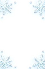 Wall Mural - snowflakes on white backdrop creating wintery frost pattern with delicate icy shapes surrounding bla