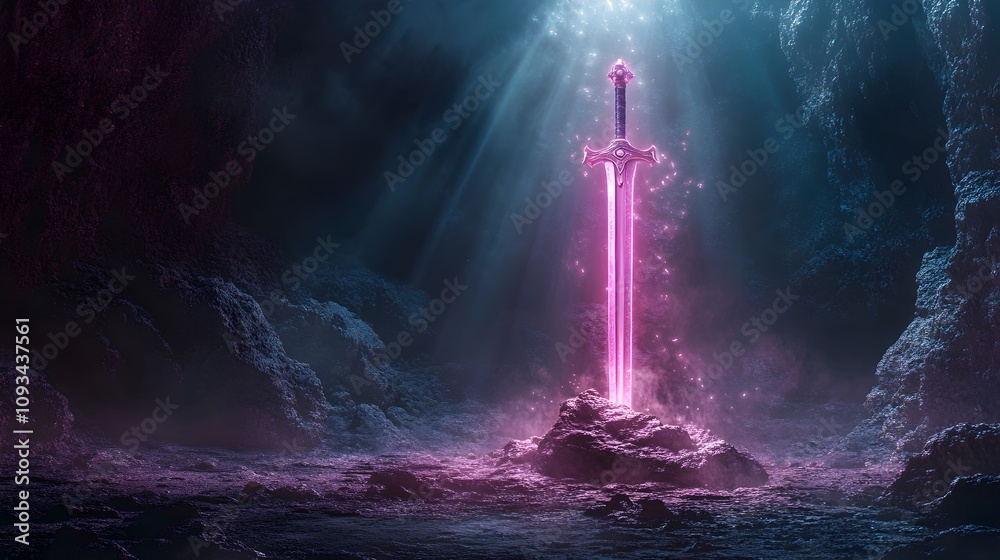 Epic fantasy adventure enchanted sword discovery in mysterious cave ...