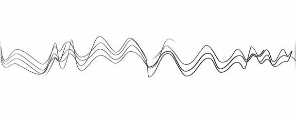 Poster - A simple vector line drawing of an audio wave, with a white background, in a minimalistic, vector art style.