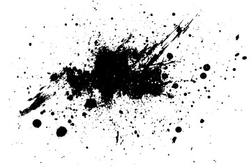 Poster - Vector brush stroke and ink spray splatter on dirty, grunge background. White and black abstract texture with watercolor splat.