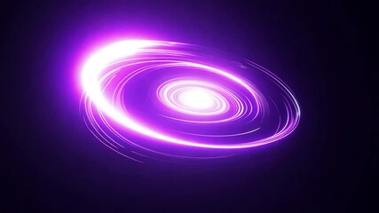 Poster - Animation of a purple plasma ring rotating around a bright core, with light streaks emanating from it on a black background