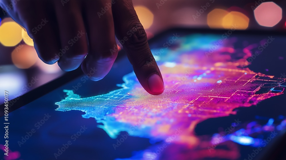Stock-Illustration „Finger pointing at a voting location on a digital ...