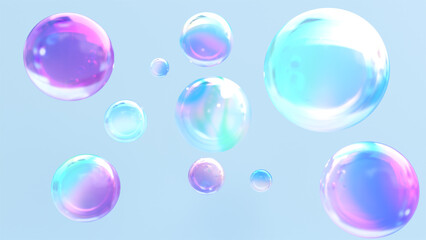 Aufkleber - Abstract liquid circles on a background of pastel color with spacing. 3D design of a rainbow-colored spherical. Template for a trendy gradient in a minimal style. 3D rendering