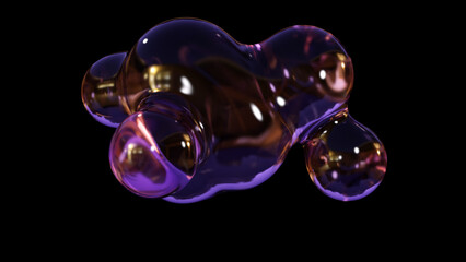 Aufkleber - Abstract floating circles with space on a black background. a 3D-colored sphere with a color spectrum. Template for a sleek, contemporary gradient. 3D rendering.